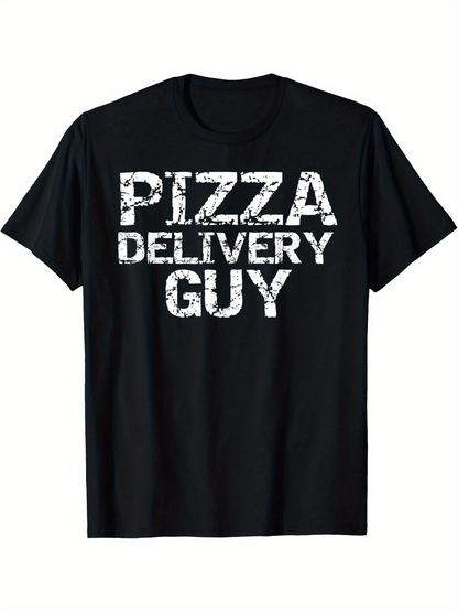 Men's Graphic T-Shirt Distressed Bold Lettering With Urban Street Style Pizza Delivery Guy