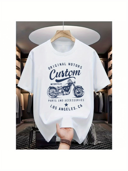 Men's Graphic T-Shirt Original Motors Custom Los Angeles California With Vintage Motorcycle Graphic