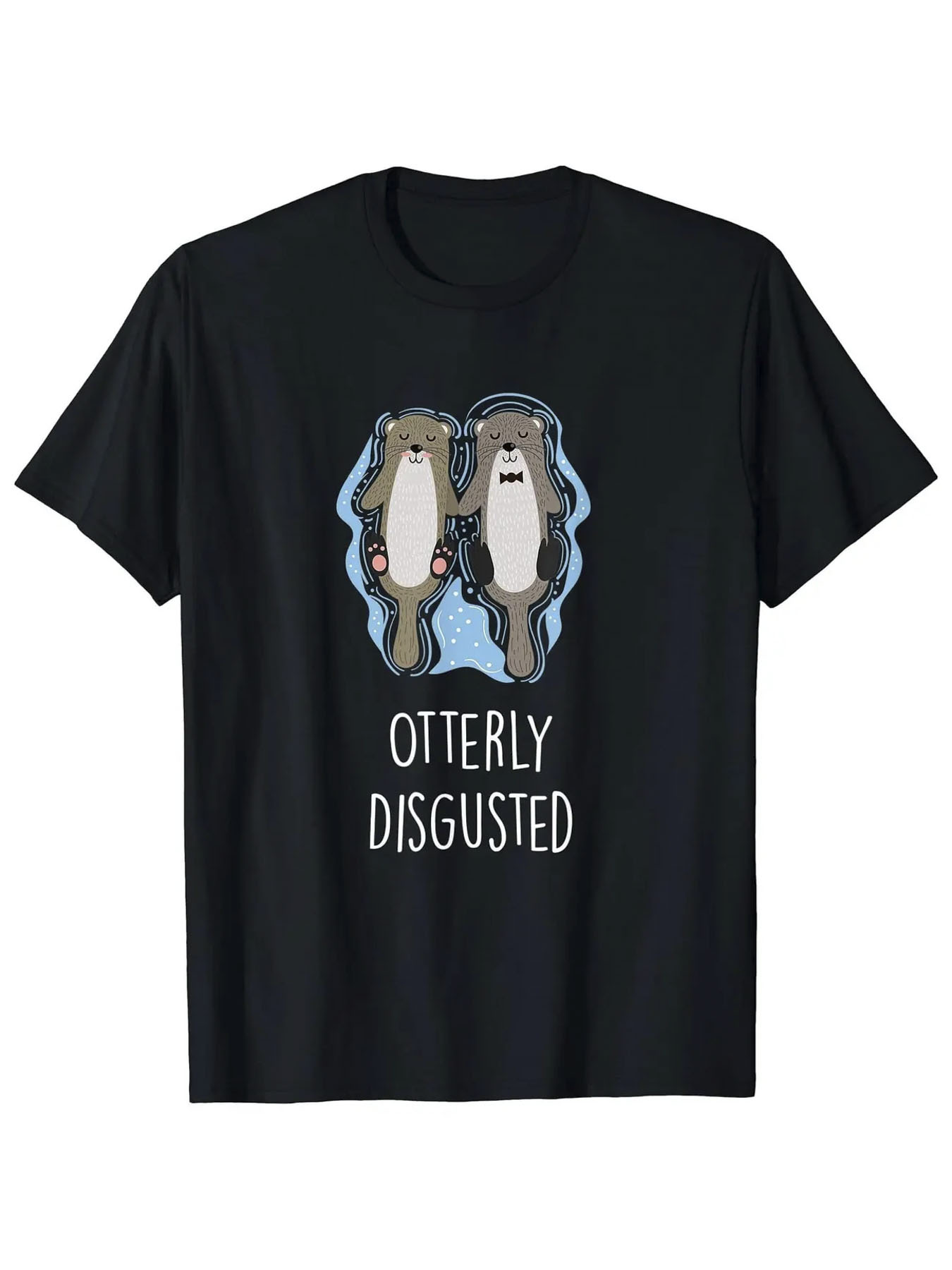 Men's Graphic T-Shirt Otterly Disgusted Adorable Cartoon Animals Floating And Holding Hands Otter