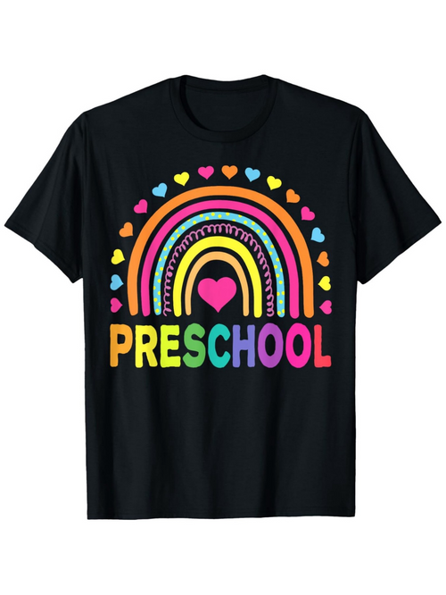 Men's Graphic T-Shirt Preschool Multicolored Rainbow With Hearts And Bold Lettering