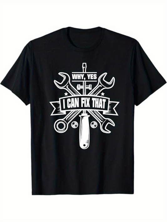 Men's Graphic T-Shirt Why Yes I Can Fix That Crossed Wrenches And Screwdriver Toolbox Motif