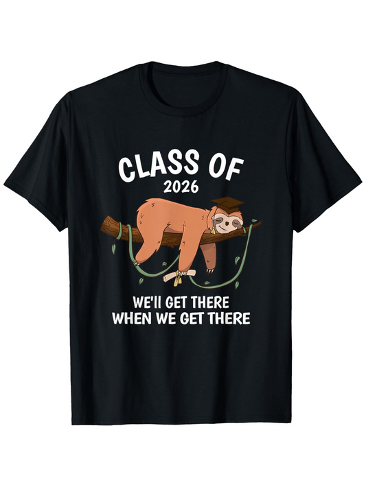 Men's Graphic T-Shirt Class Of 2026 Lazy Sloth Hanging From Tree With Motivational Words Sloth