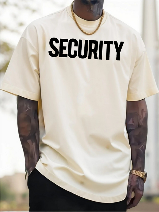 Men's Graphic T-Shirt Security Bold Lettering Centered On Plain T Shirt