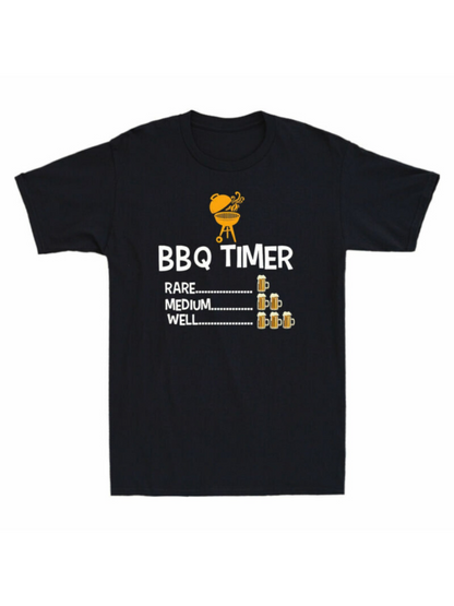 Men's Graphic T-Shirt BBQ Timer Beer Glasses Chart With Grilling Barbecue