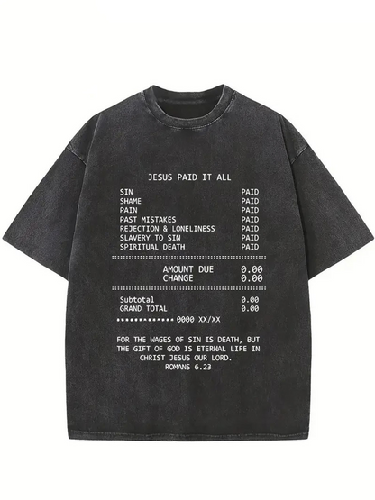 Men's Graphic T-Shirt Jesus Paid It All Spiritual Sins List Inspired Black T Shirt