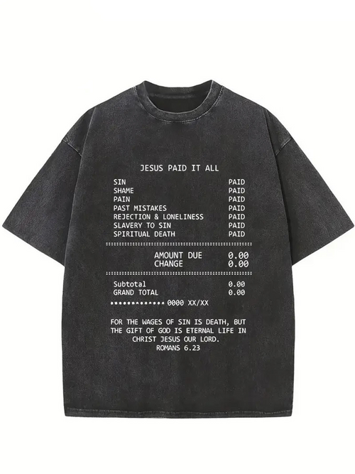 Men's Graphic T-Shirt Jesus Paid It All Spiritual Sins List Inspired Black T Shirt