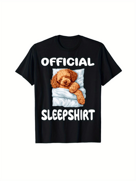 Men's Graphic T-Shirt Official Sleepshirt Fluffy Dog Resting On White Pillow Shirt