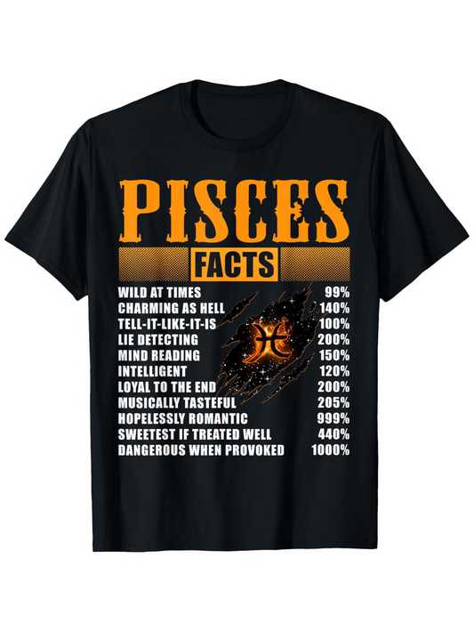 Men's Graphic T-Shirt Pisces Facts With Star Constellation Traits And Zodiac Symbol