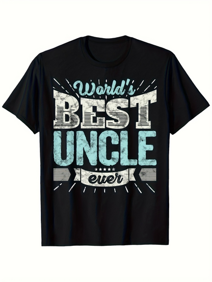 Men's Graphic T-Shirt Worlds Best Uncle Ever With Vintage Lettering On Classic Black T Shirt