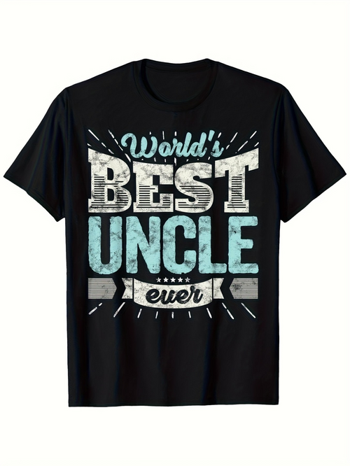 Men's Graphic T-Shirt Worlds Best Uncle Ever With Vintage Lettering On Classic Black T Shirt