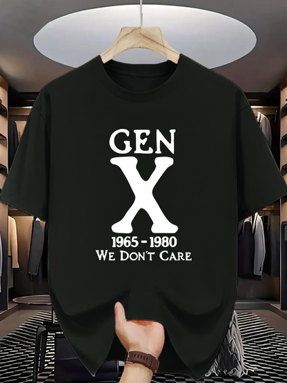 Men's Graphic T-Shirt Gen X Minimalist White Letters Across A Classic Black T Shirt