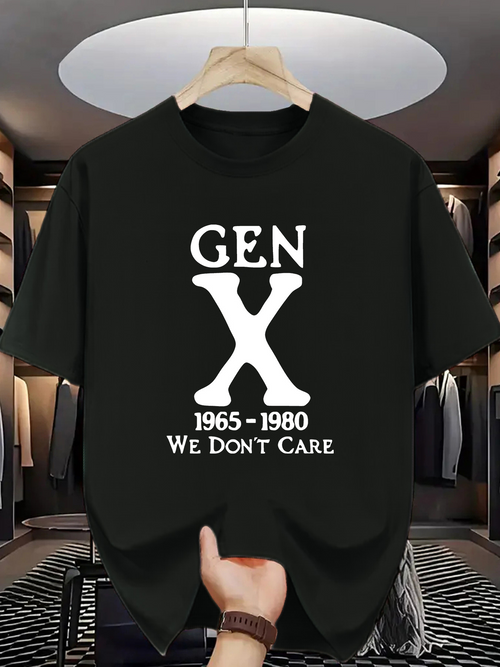 Men's Graphic T-Shirt Gen X Minimalist White Letters Across A Classic Black T Shirt