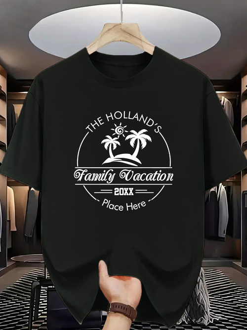 Men's Graphic T-Shirt Family Vacation Tropical Palm Trees Under Bright Summer Sun T Shirt