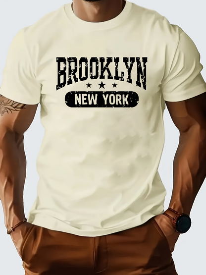 Men's Graphic T-Shirt Brooklyn New York Urban Style Stars Over Vintage Streetprint Shirt