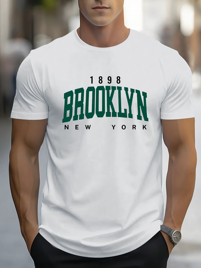 Men's Graphic T-Shirt 1898 Brooklyn New York Urban Style Streetwear White T Shirt