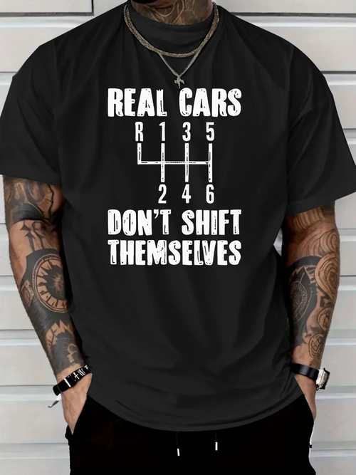 Men's Graphic T-Shirt Real Cars Dont Shift Themselves Classic Manual Gear Diagram T Shirt