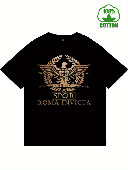 Men's Graphic T-Shirt Golden Laurel Wreath With Roman Eagle Among Latin Letters T Shirt