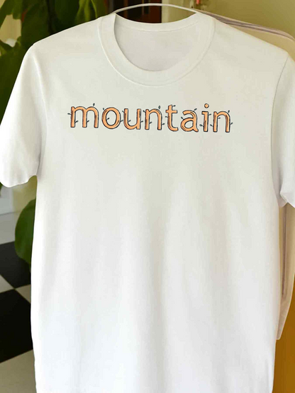 Men's Graphic T-Shirt Mountain Handdrawn Lettering With Earthy Outline Minimal Text
