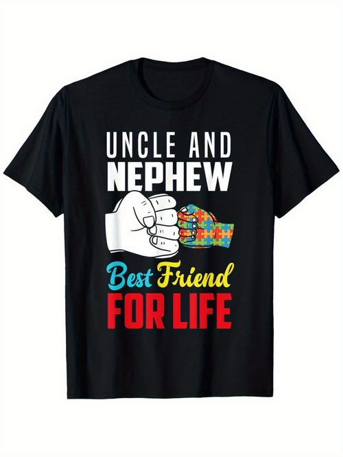Men's Graphic T-Shirt Uncle And Nephew Colorful Fist Bump With Friendship For Life Message T Shirt