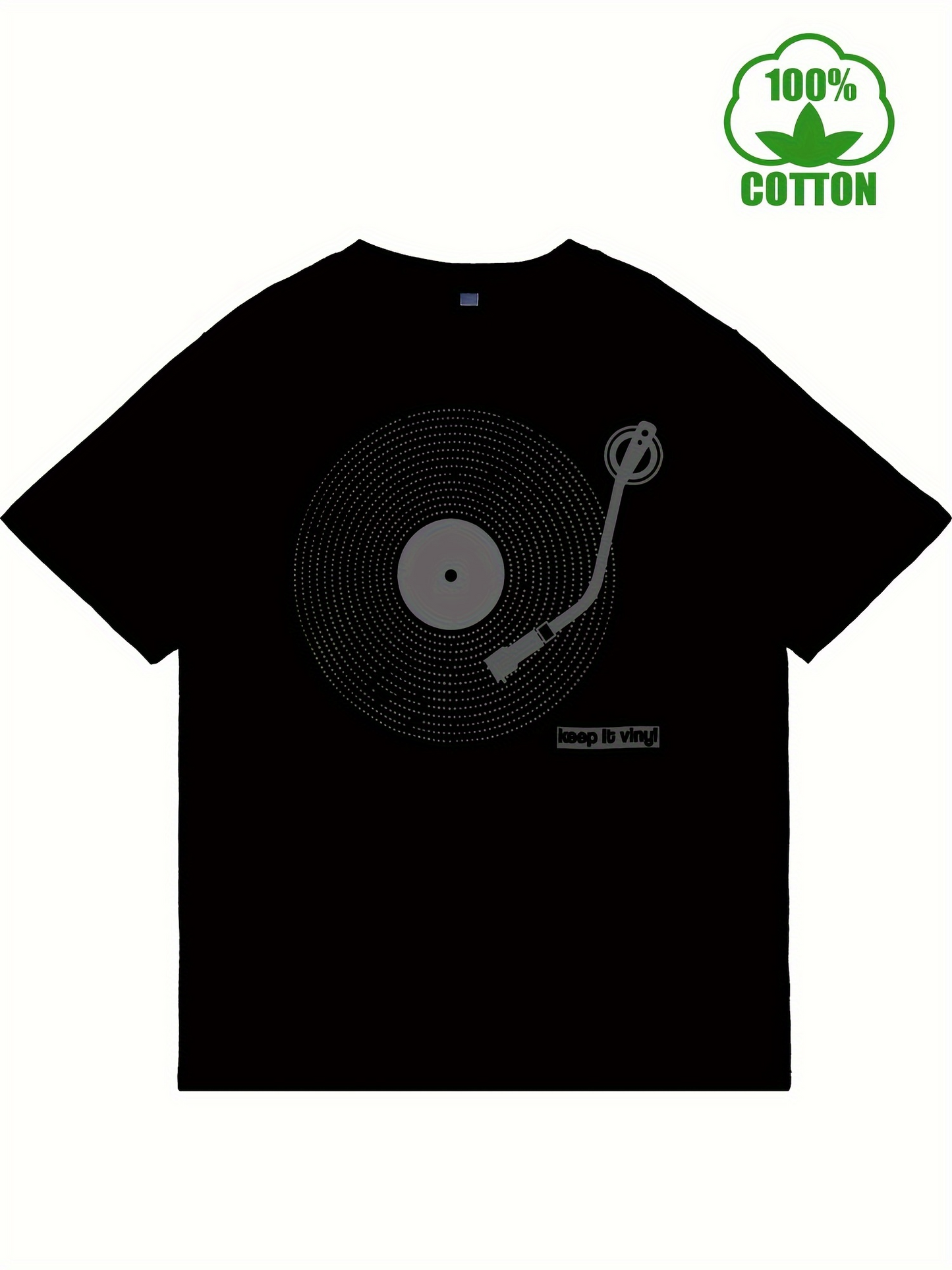 Men's Graphic T-Shirt Minimalist Spinning Lines With Tonearm On Vinyl Record