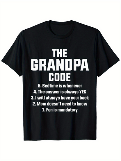 Men's Graphic T-Shirt The Grandpa Code With Bold White Fun Quote Print T Shirt