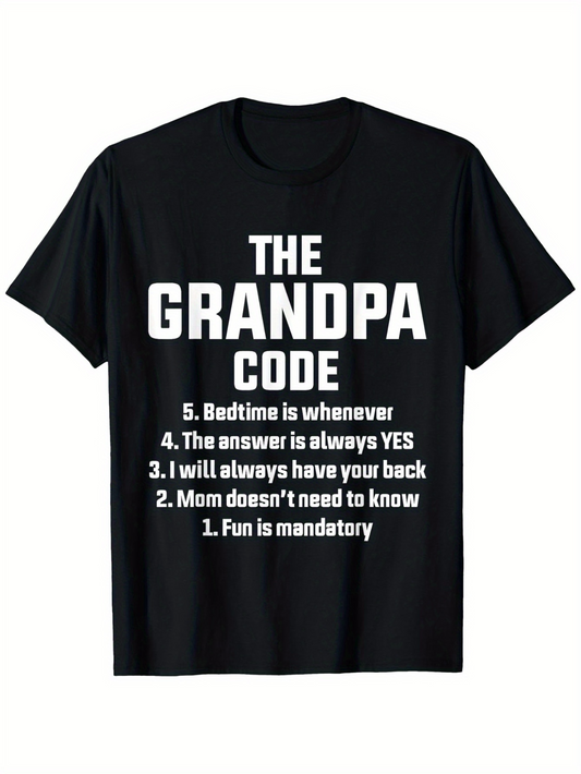 Men's Graphic T-Shirt The Grandpa Code With Bold White Fun Quote Print T Shirt
