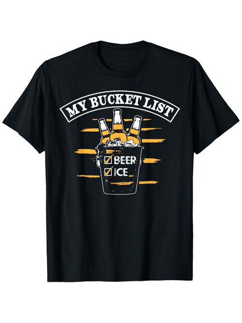 Men's Graphic T-Shirt My Bucket List Chilled Beer Bottles In Ice Bucket