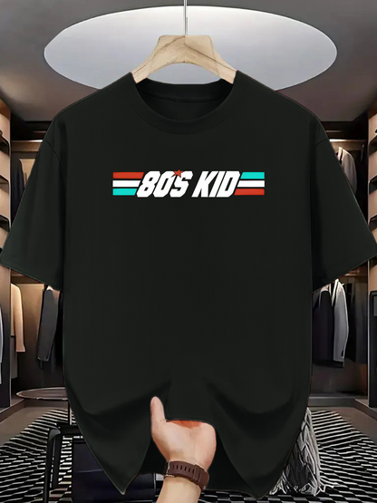 Men's Graphic T-Shirt 80s Kid Retro Color Stripes Graphic Bold Statement Text