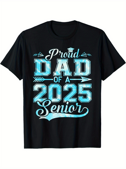 Men's Graphic T-Shirt Proud Dad Of A 2025 Senior With Arrows And Graduation Cap Typography