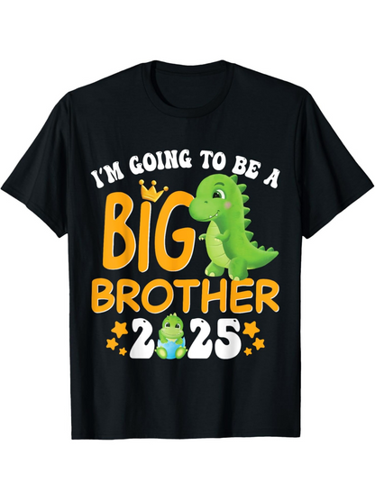 Men's Graphic T-Shirt Im Going To Be A Big Brother With Crown Stars And Cute Dinosaur