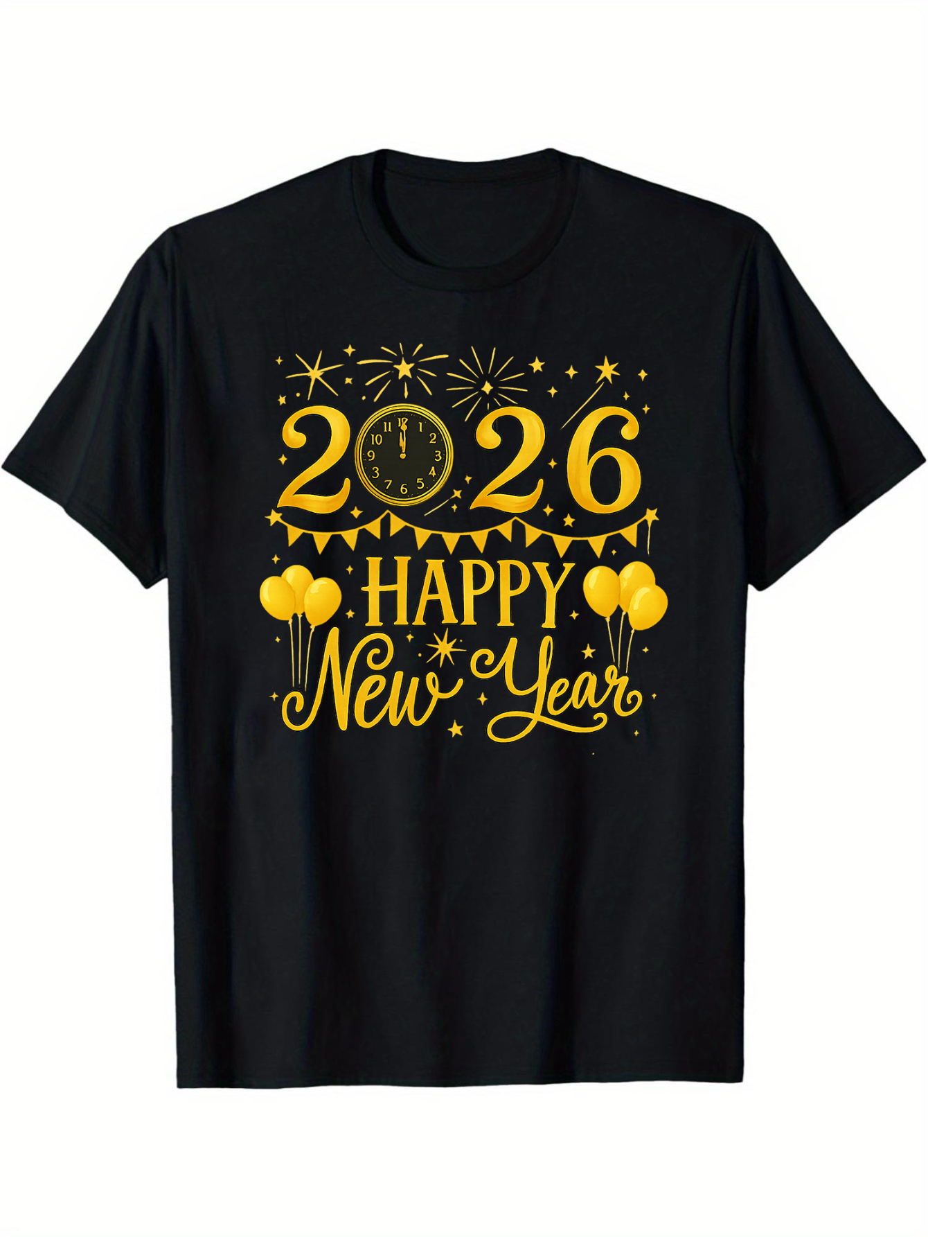Men's Graphic T-Shirt 2026 Happy New Year Balloons And Fireworks Celebration Design