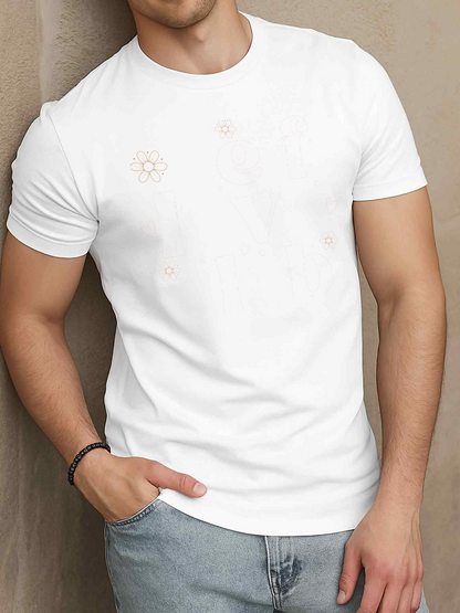 Men's Graphic T-Shirt Minimalist Subtle Design Crisp Clean White Fabric T Shirt