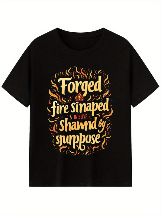 Men's Graphic T-Shirt Forged In Fire Shaped By Purpose Surrounded By Flames