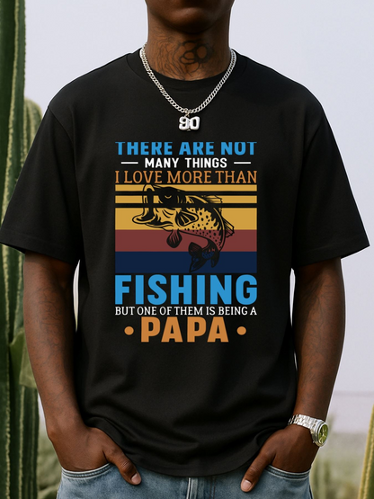 Men's Graphic T-Shirt There Are Not Many Things I Love More Than Fishing But One Of Them Is Being A Papa Retro Style With Jumping Fish Graphic Shirt