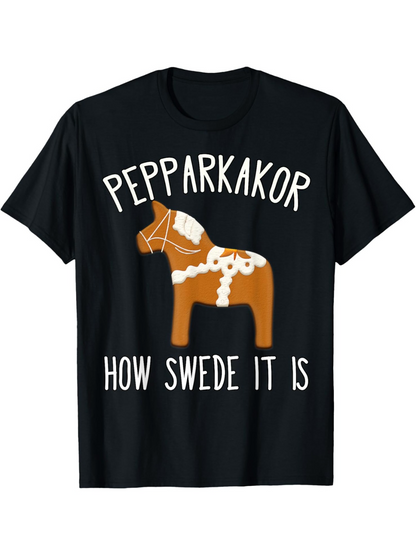 Men's Graphic T-Shirt Pepparkakor Horse With White Icing Accents Standing Under Playful Lettering