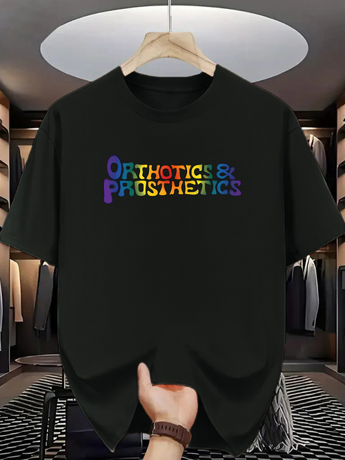 Men's Graphic T-Shirt Colorful Letters With Rainbow Gradient Orthotics Prosthetics