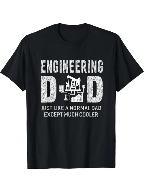 Men's Graphic T-Shirt Engineering Dad With White Chalk Scribble Lettering And Workshop Tools On Black T Shirt