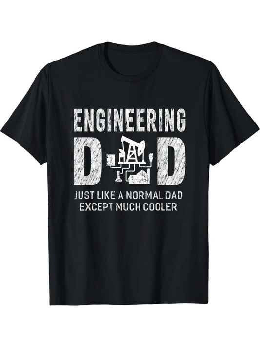 Men's Graphic T-Shirt Engineering Dad With White Chalk Scribble Lettering And Workshop Tools On Black T Shirt