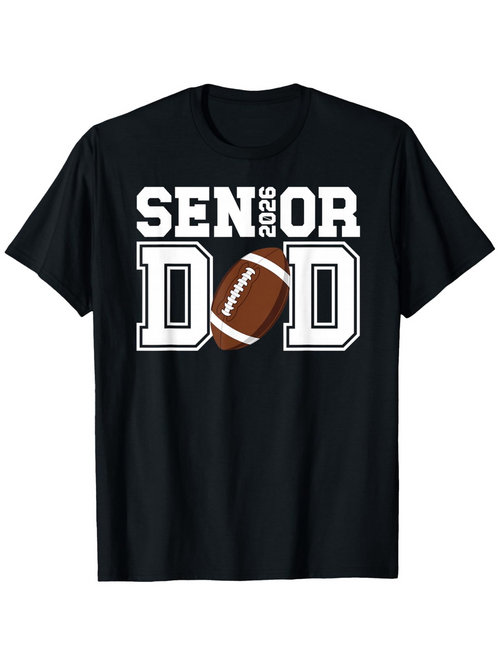 Men's Graphic T-Shirt Senior Dad With Bold Letters And Brown Football Design