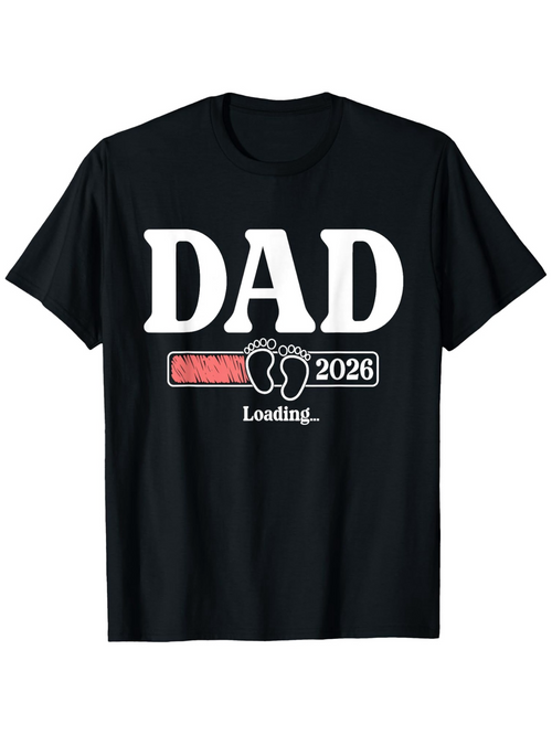 Men's Graphic T-Shirt Dad 2026 Loading With Tiny Baby Footprints Graphic Design