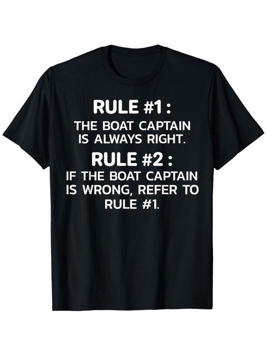 Men's Graphic T-Shirt Rule One And Two Clear Bold Font Funny Boat Captain Saying