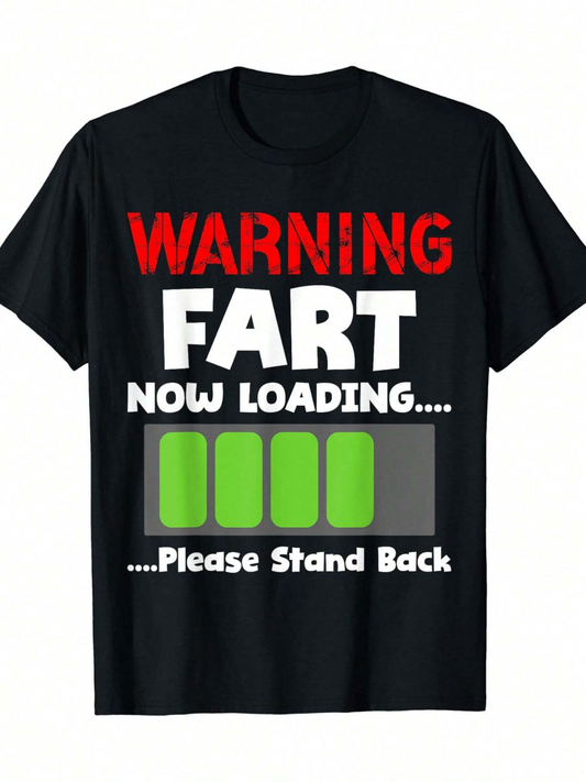 Men's Graphic T-Shirt Warning Fart Now Loading Please Stand Back Green Battery Shirt