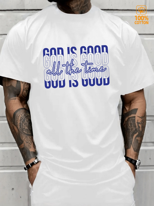 Men's Graphic T-Shirt God Is Good With Handwritten All The Time Text