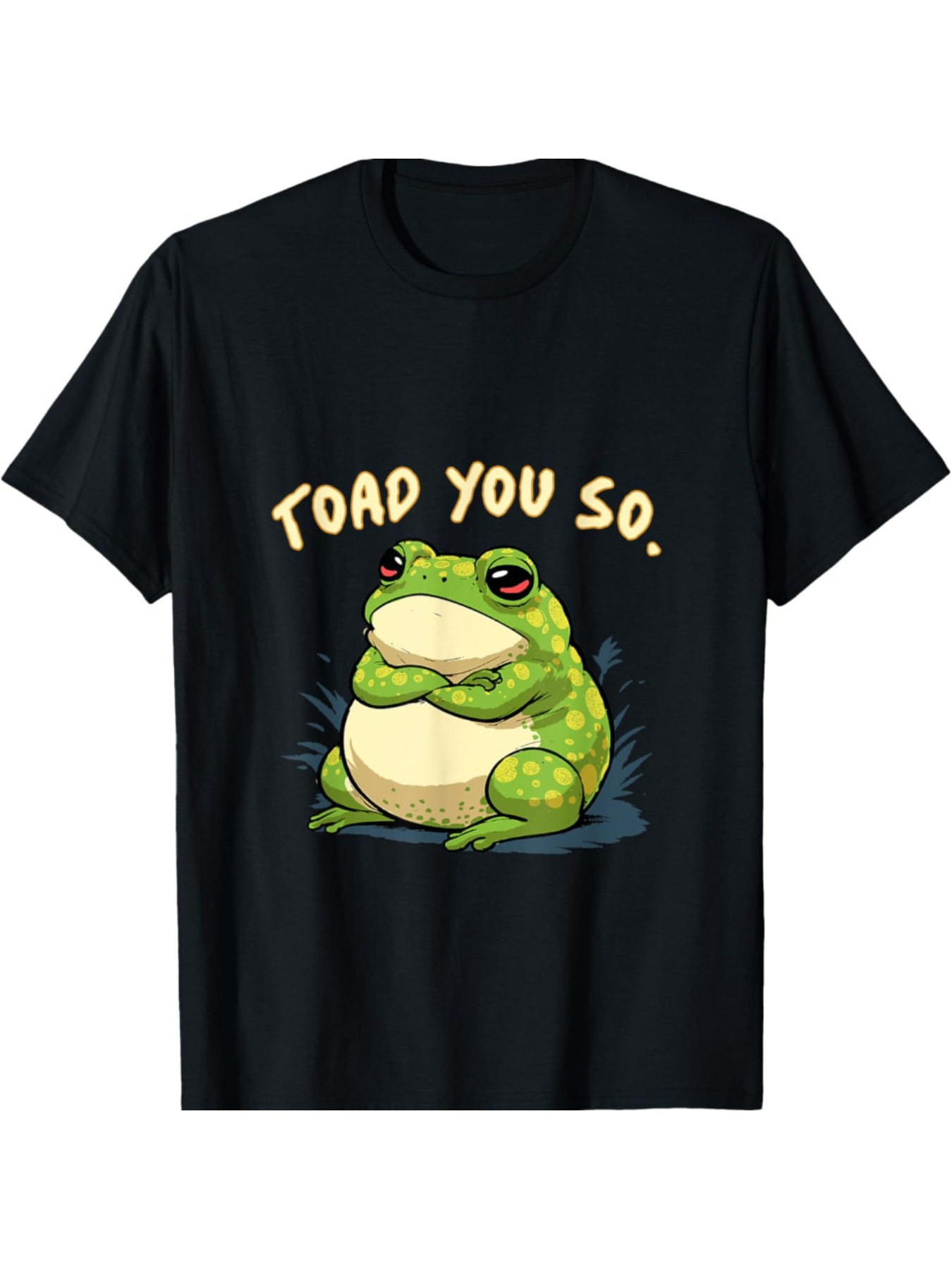 Men's Graphic T-Shirt Toad You So Playful Cartoon Frog Sitting On Patchy Grass