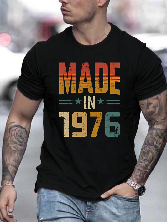 Men's Graphic T-Shirt Made In 1976 Vintage Retro Sunset Over Years Typography
