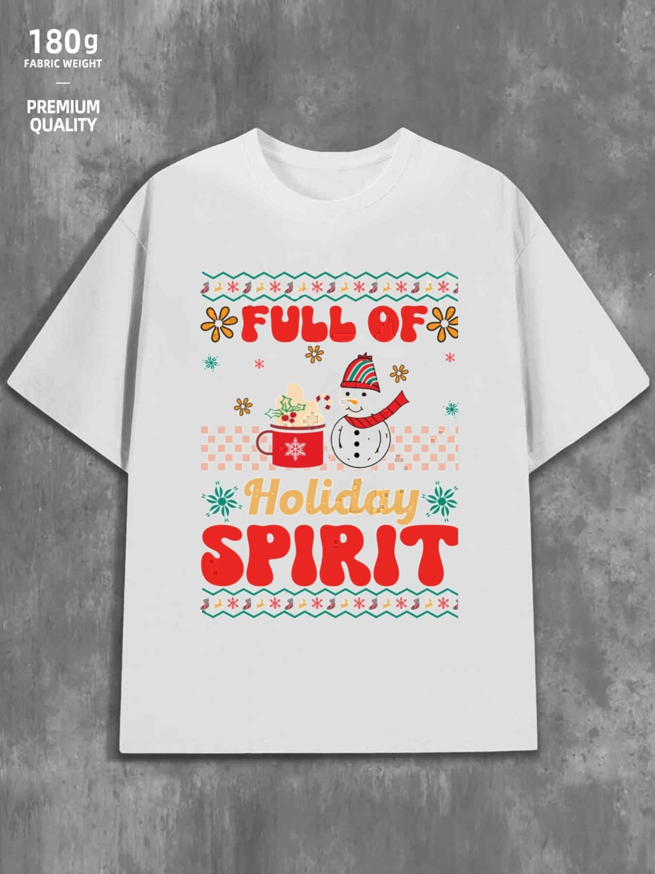 Men's Graphic T-Shirt Full Of Holiday Spirit Festive Snowflakes With Cheerful Snowman Under Colorful Pattern