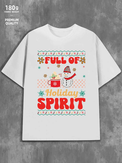 Men's Graphic T-Shirt Full Of Holiday Spirit Festive Snowflakes With Cheerful Snowman Under Colorful Pattern