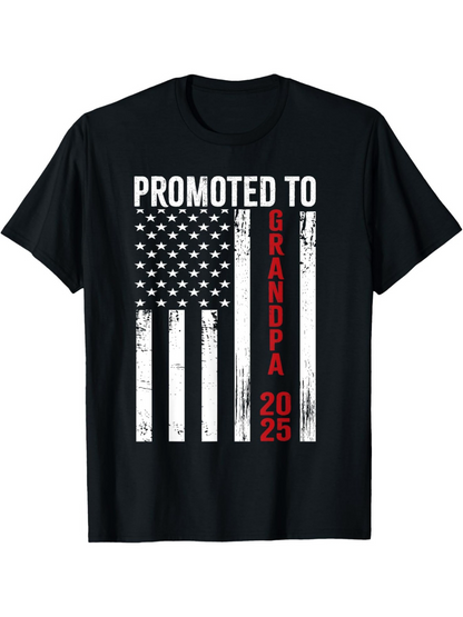 Men's Graphic T-Shirt Promoted To Grandpa 2025 Grunge United States Flag Graphic Shirt