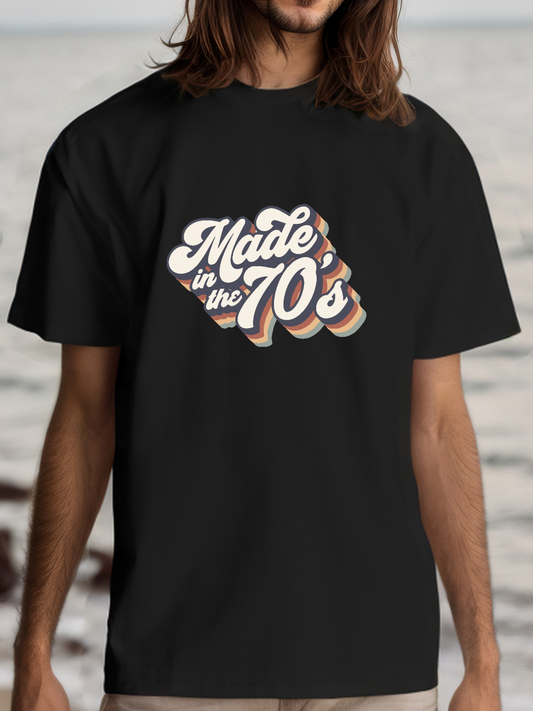 Men's Graphic T-Shirt Made In The 70s Retro Colorful Wave Design With Vintage Typography
