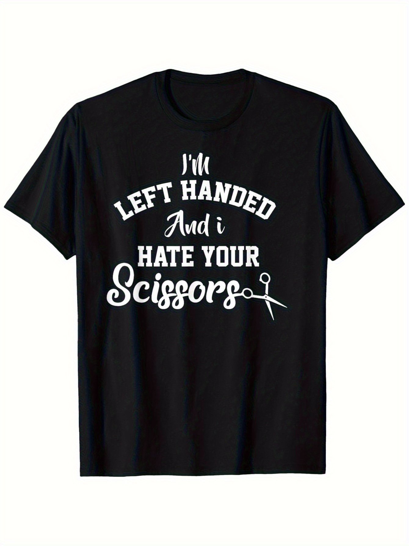 Men's Graphic T-Shirt Left Handed Lettering And Hand Drawn Scissors Design T Shirt